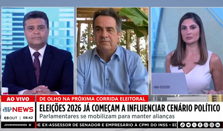 O senador Ciro Nogueira concede entrevista ao Jornal da Manhã