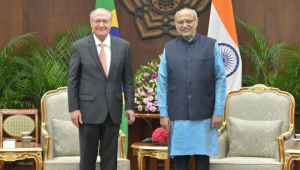 Geraldo Alckmin, durante a Reunião de trabalho com Chandrapuram Ponnusami Radhakrishnan, vice-presidente da República da Índia