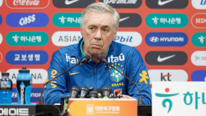 Carlo Ancelotti, durante entrevista coletiva na véspera do amistoso contra a Coreia do Sul, em Seul