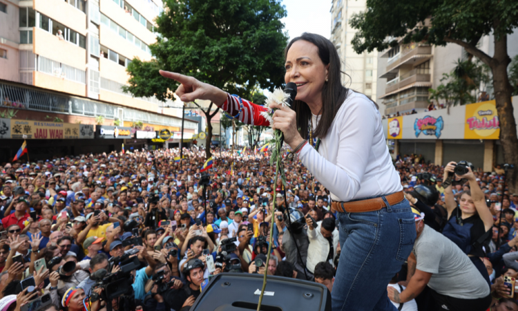 Venezuelan María Corina Machado, winner of the 2025 Nobel Peace Prize 'for her tireless work in promoting the democratic rights of the Venezuelan people'