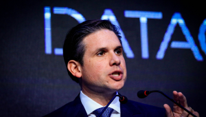 Presidente da Câmara dos Deputados, Hugo Motta, durante a 25° Conferência Internacional DATAGRO sobre Açúcar e Etanol