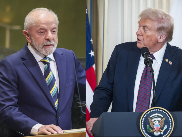 Montagem com fotos de arquivo do presidente do Brasil, Luiz Inácio Lula da Silva (à esq.), e do presidente dos Estados Unidos, Donald Trump