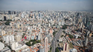 Vista aerea da cidade de São Paulo, rio Tietê, predios, São Paulo, cidade