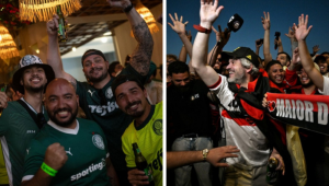 Torcedores de Flamengo e Palmeiras se divertem em Lima antes da final da Libertadores