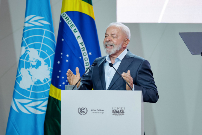 O presidente Luiz Inácio Lula da Silva na abertura da 30.ª Conferência das Partes da Convenção-Quadro das Nações Unidas sobre a Mudança do Clima (COP30)