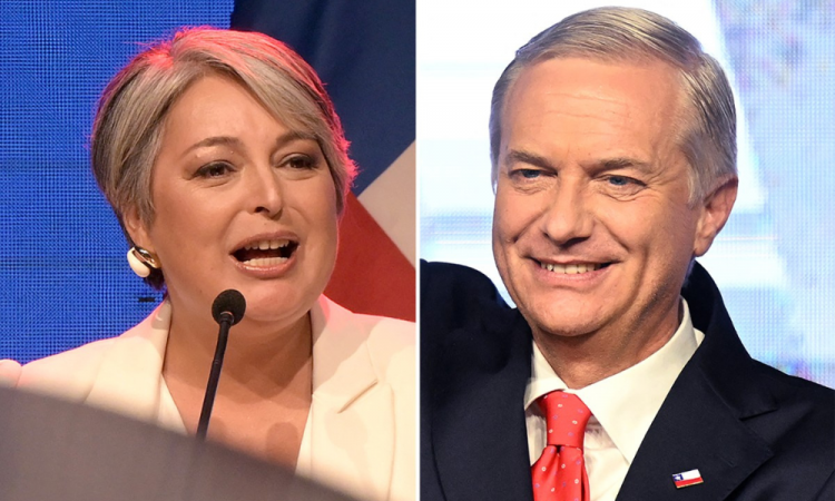 Candidata à presidência do Chile, Jeannette Jara, da coligação Unidad por Chile, e o também candidato à presidência do Chile, José Antonio Kast, do Partido Republicano