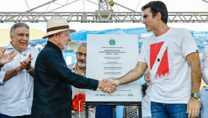 Presidente Lula durante a Cerimônia de inauguração da ponte entre Xambioá e São Geraldo do Araguaia