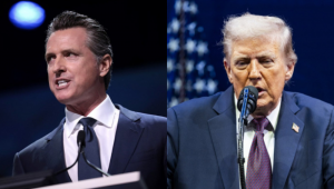 Governador da Califórnia, Gavin Newsom, e o presidente dos EUA, Donald Trump