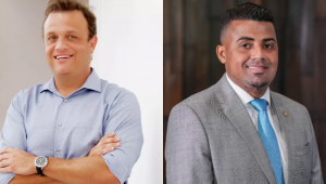 Conrado Leister, diretor da Meta (à esquerda) e o ex-deputado TH Joias (à direita)