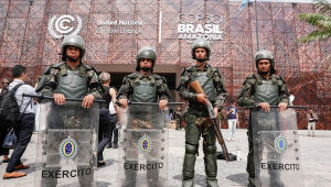 Policiamento reforçado na entrada da Blue Zone, na Conferência das Partes (COP 30)