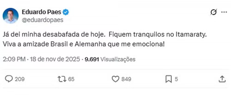 Eduardo Paes calls German chancellor 'Hitler's puppy'