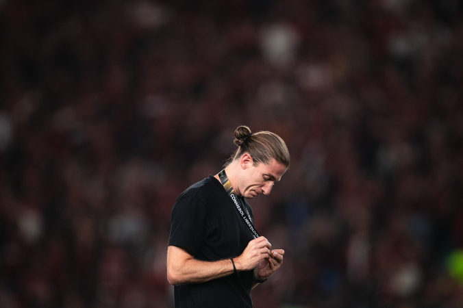 Filipe Luis (tecnico) durante partida da final da Conmenbol Libertadores entre SE Palmeiras e CR Flamengo no Monumental de Lima