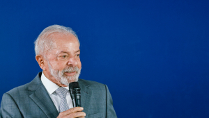 O presidente Lula durante reunião ministerial na Granja do Torto