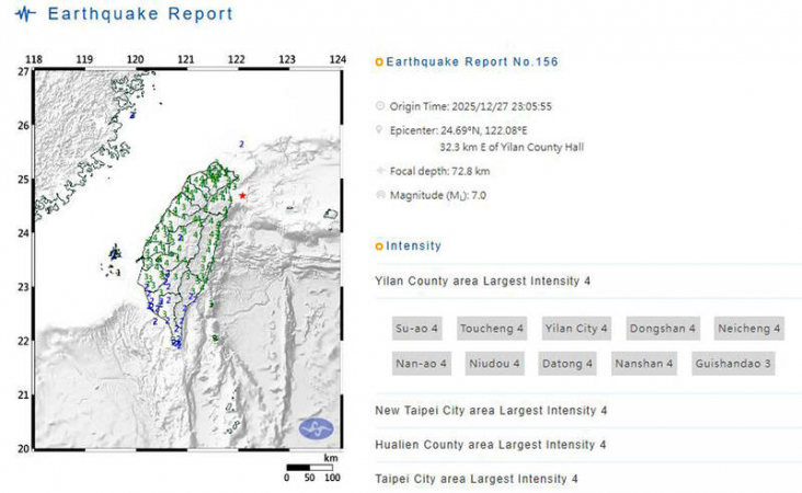 Mapa Terremoto Taiwan