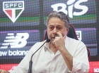 O presidente do S&atilde;o Paulo FC, Julio Casares, concede coletiva de imprensa na tarde desta sexta-feira (28), no CT do clube no bairro da Barra Funda, na zona oeste da capital paulista