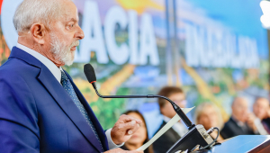 Presidente da República, Luiz Inácio Lula da Silva durante Ato Democracia Inabalada, no Congresso Nacional, Salão Negro. Brasília - DF. Foto: Ricardo Stuckert/PR