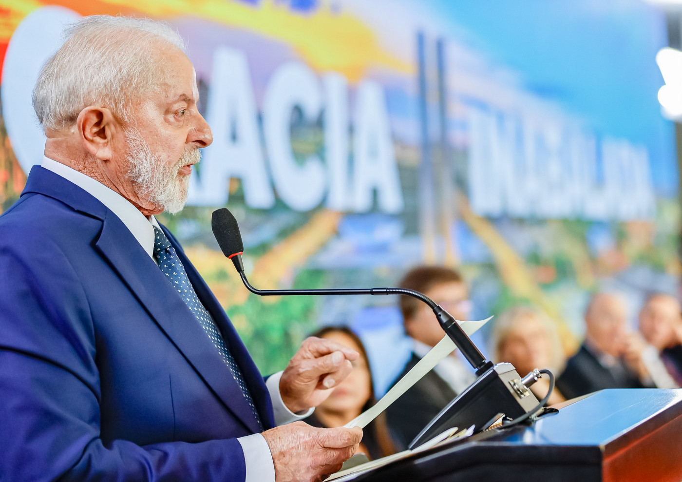 Presidente da República, Luiz Inácio Lula da Silva durante Ato Democracia Inabalada, no Congresso Nacional, Salão Negro. Brasília - DF. Foto: Ricardo Stuckert/PR