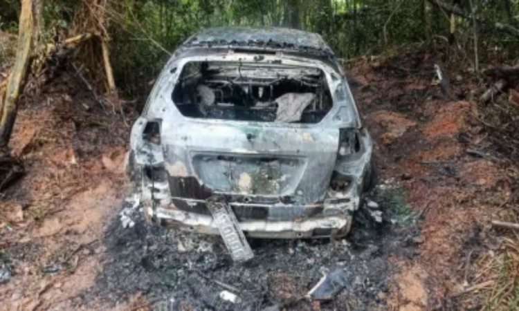 Carro de PM desaparecido é encontrado carbonizado