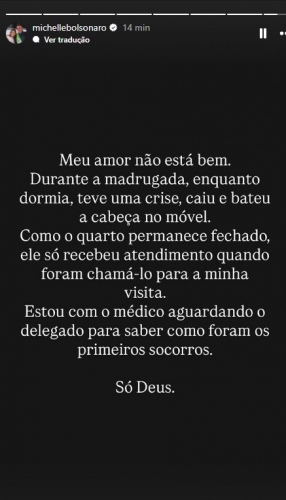 Bolsonaro cai e bate a cabeça em imóvel na cela da PF, afirma Michelle