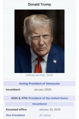 Trump publishes montage as 'interim president' of Venezuela