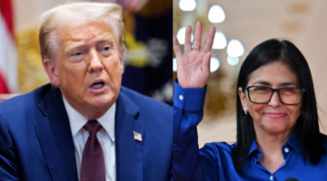 Donald Trump e Delcy Rodr&iacute;guez