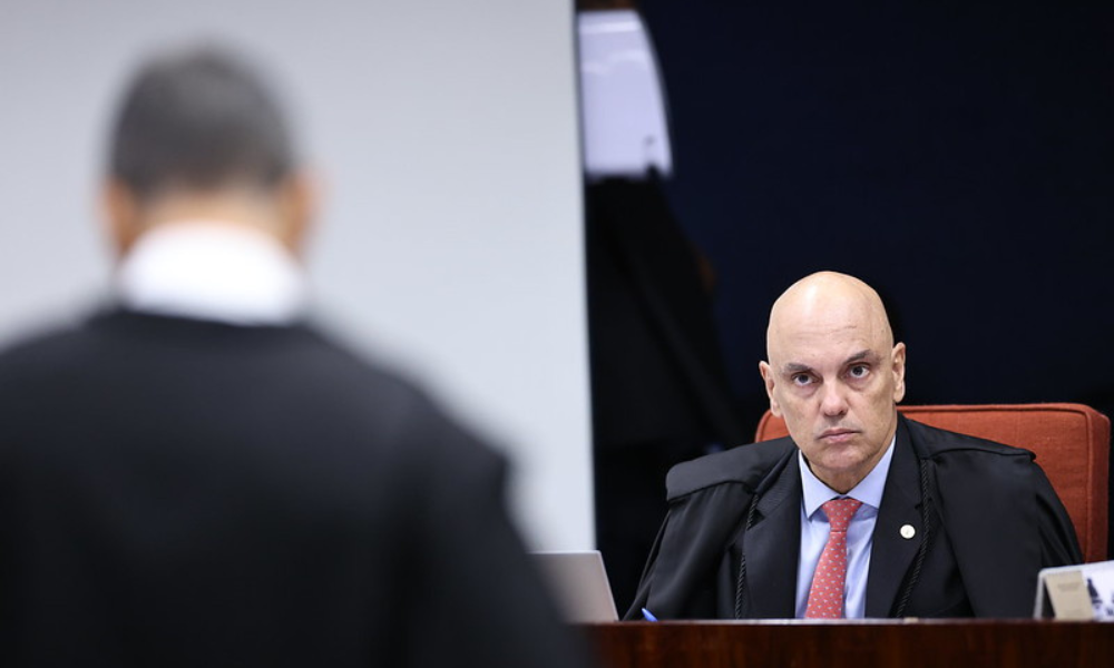 Ministro relator, Alexandre de Moraes, durante o primeiro dia de julgamento do assassinato de Marielle no STF