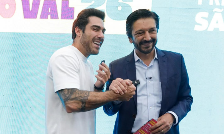 Ex-presidente da SPTuris Gustavo Pires e o prefeito de São Paulo, Ricardo Nunes