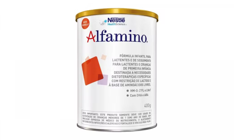 fórmula infantil Alfamino 400g, fabricada pela Nestlé Brasil Ltda.