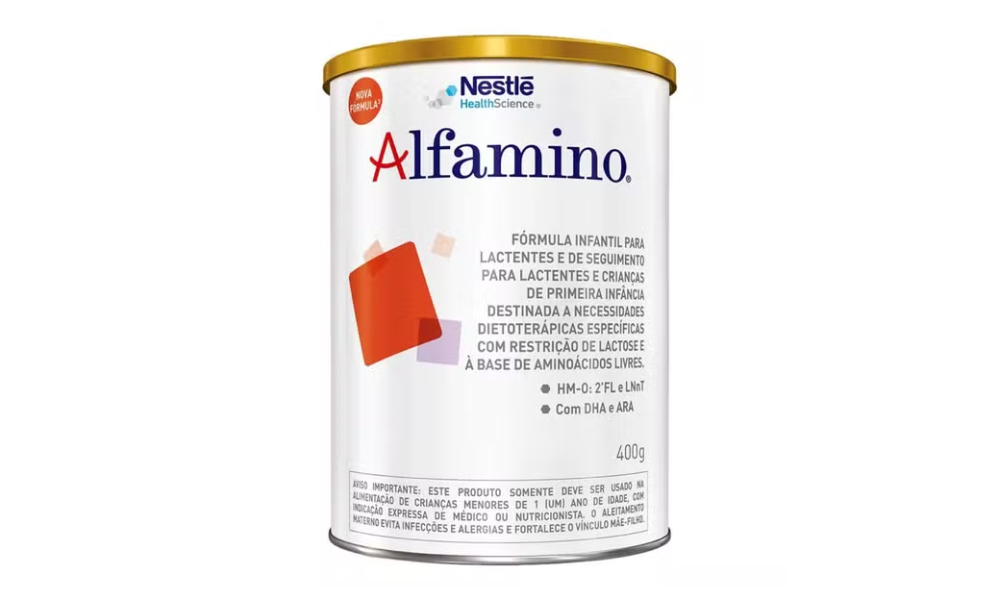fórmula infantil Alfamino 400g, fabricada pela Nestlé Brasil Ltda.