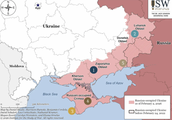 Mapa de ocupação russa na Ucrânia