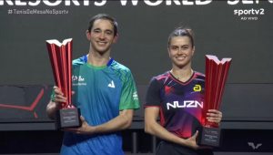 Hugo Calderano e Bruna Takahashi