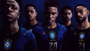 CBF divulga a camisa azul da Seleção Brasileira com logo de Michael Jordan