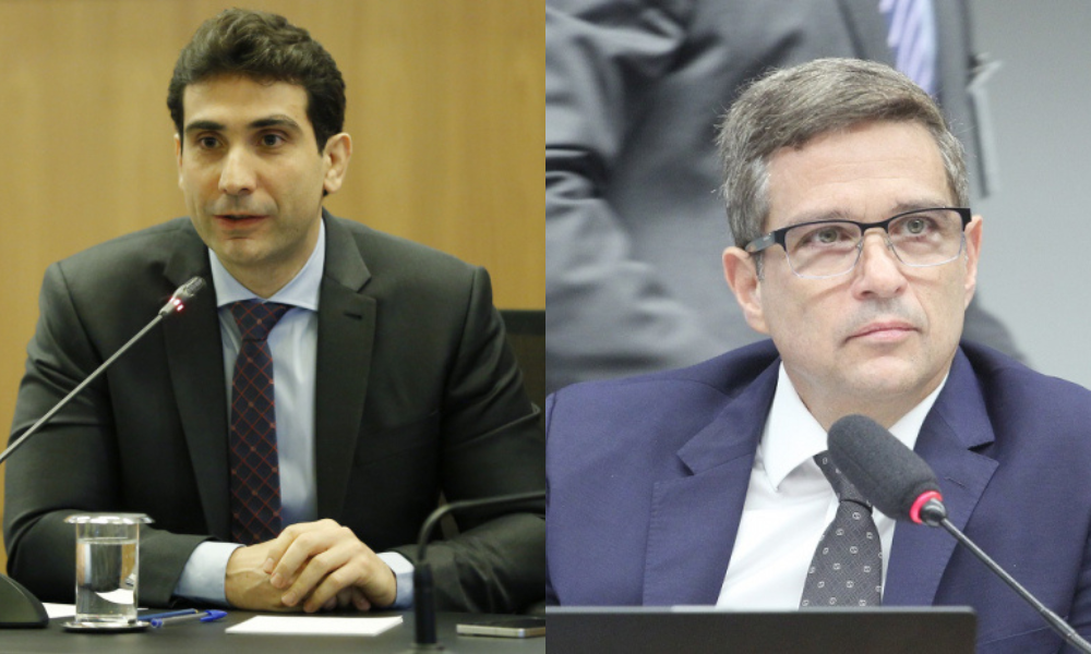 Presidente do Banco Central, Gabriel Galípolo, e ex-presidente do Banco Central Roberto Campos Neto