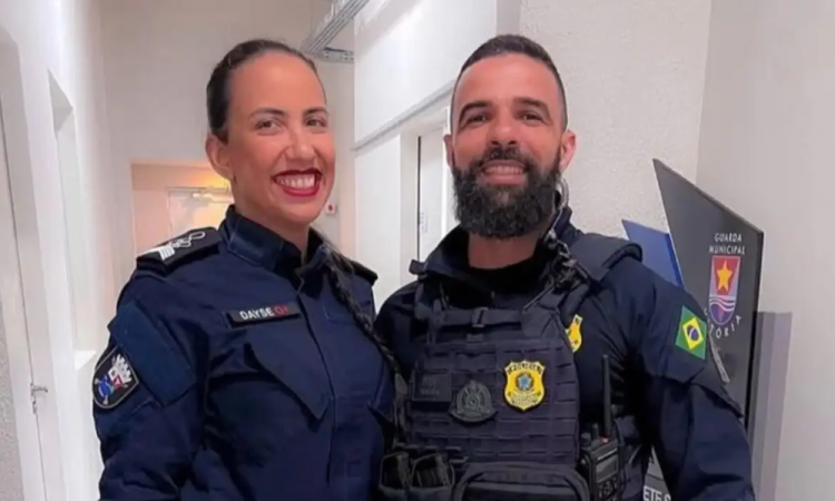 A comandante da Guarda Municipal, Dayse Barbosa e o Policial Rodoviário Federal Diego Oliveira de Sousa. Foto: Dayse Barbosa/Instagram