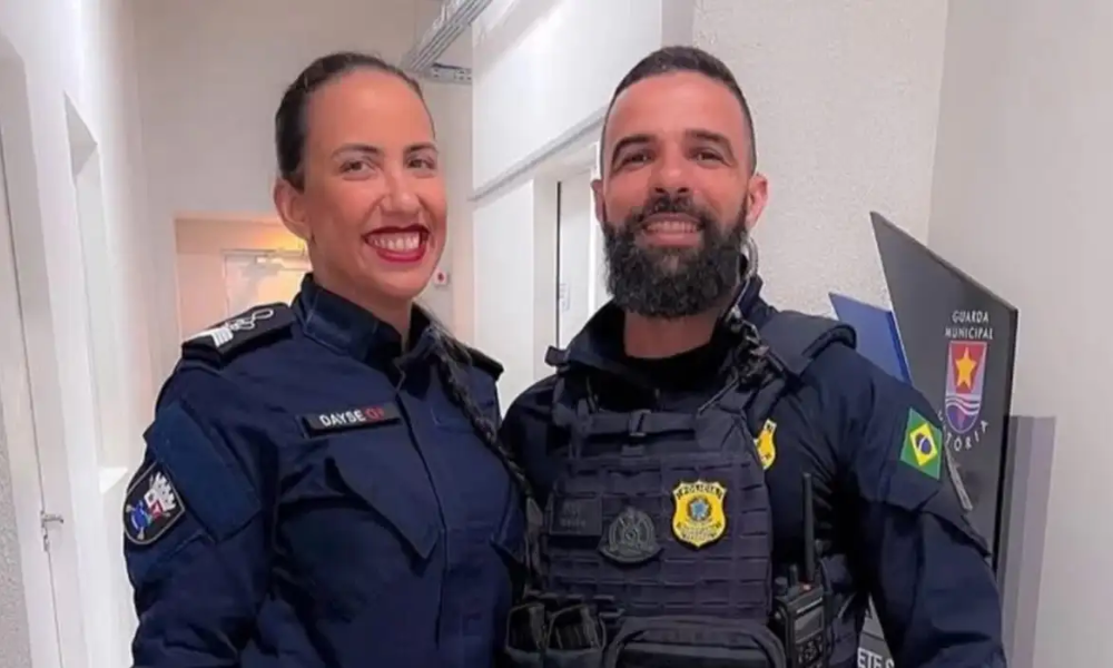A comandante da Guarda Municipal, Dayse Barbosa e o Policial Rodoviário Federal Diego Oliveira de Sousa. Foto: Dayse Barbosa/Instagram