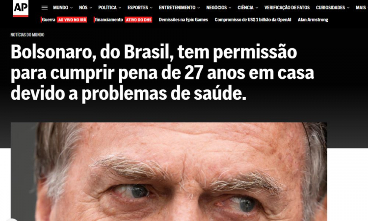 Repercussão Associated Press - prisão domiciliar Bolsonaro