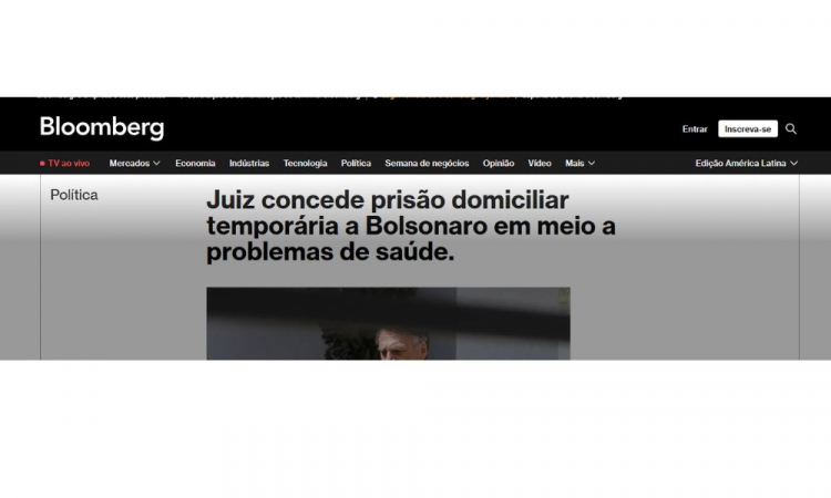Repercussão Bloomberg - prisão domiciliar Bolsonaro