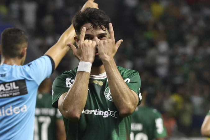 Flaco Lopez durante a partida entre Palmeiras (SP) e Mirassol (SP), válida pela sexta rodada do Campeonato Brasileiro 2026