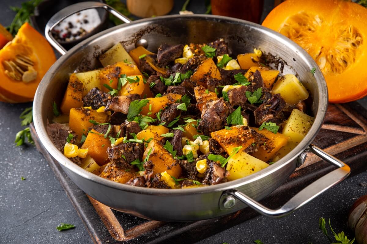 Carne refogada com abóbora 