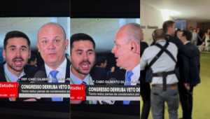 Assessor de Janones interrompe entrevista, xinga e é detido; veja vídeo