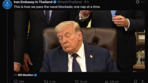 Trump aparece cochilando, e Irã não perdoa e provoca: ‘Assim que passamos pelo bloqueio’