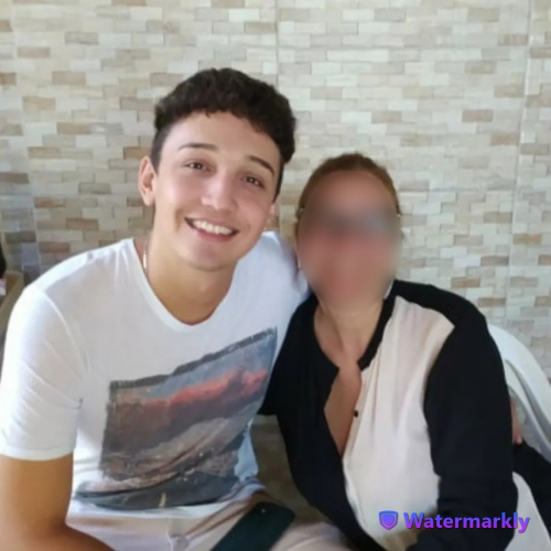 Adriana Nessrala with her son, Guilherme Faria in 2022