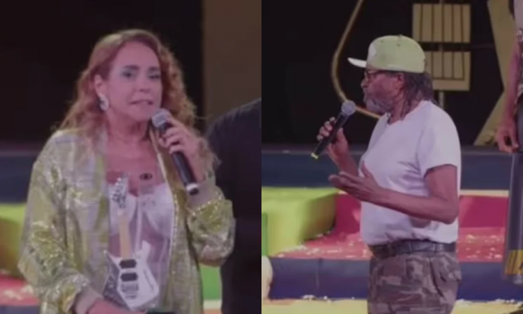 No palco, a artista pediu que ele tivesse mais “carinho” com a companheira.