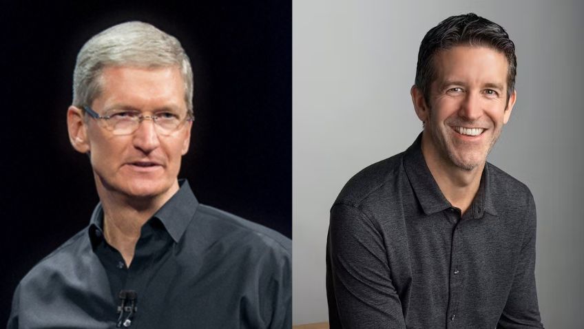 Tim Cook, à esquerda, deixa o comando da Apple e John Ternus, à direita, é quem assume a empresa
