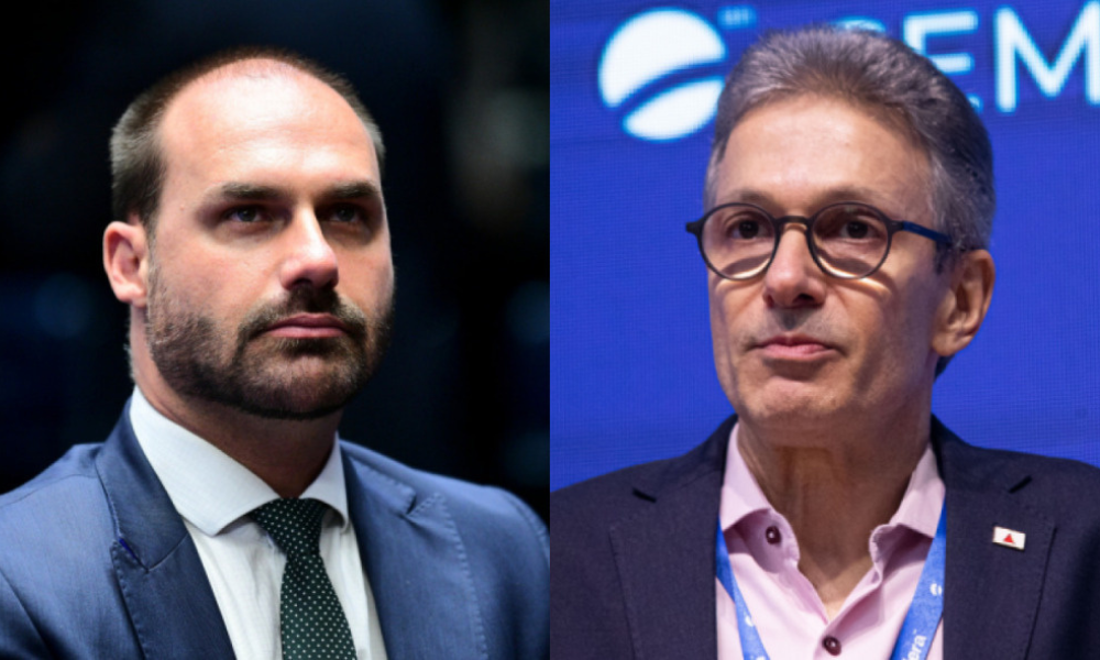 Ex-deputado federal Eduardo Bolsonaro (PL) e o ex-governador de MG Romeu Zema (Novo)