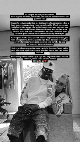 An&uacute;ncio de t&eacute;rmino entre Virginia e Vini Jr.