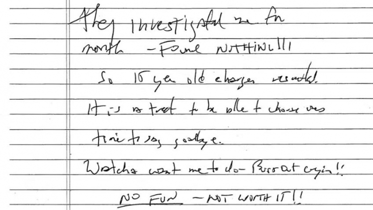 Suposta carta de suicídio de Jeffrey Epstein
