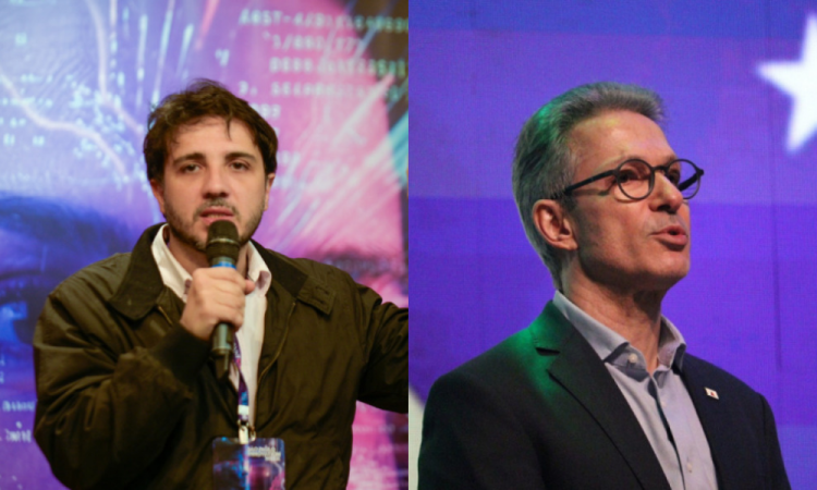Pré-candidatos à Presidência da República Renan Santos (Missão) e Romeu Zema (Novo)