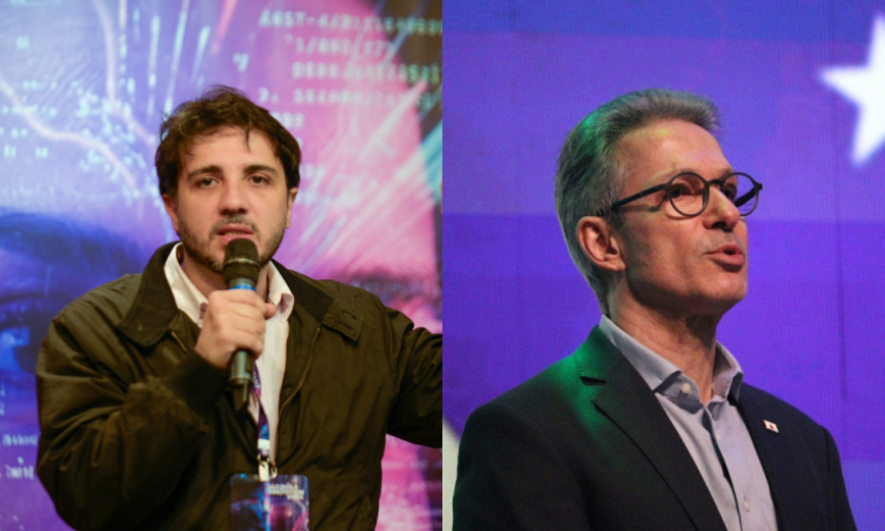 Pré-candidatos à Presidência da República Renan Santos (Missão) e Romeu Zema (Novo)