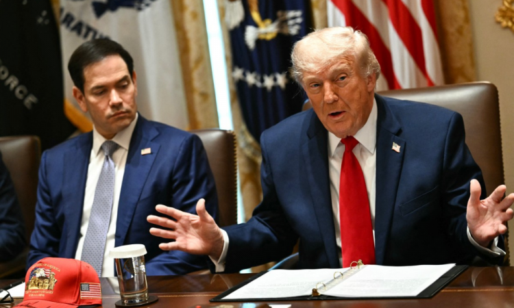Presidente dos EUA, Donald Trump, e o Secretário de Estado, Marco Rubio
